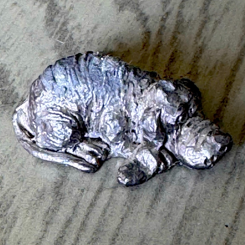 TINY PEWTER Hound Dog - Ricker Bartlett 1" Metal Miniature Animal Figurine